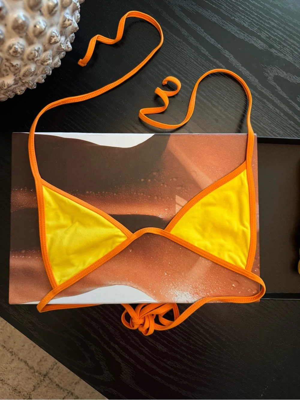 Goi Bright Yellow & Orange Bikini Bottom and Top with yellow one piece cover up